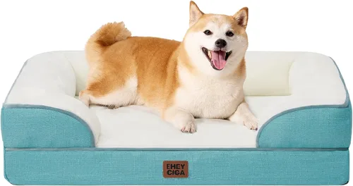 Vista 48 de EHEYCIGA – Cama ortopédica impermeable para perros pequeños, de espuma viscoelástica tipo caja de huevos, con bordes elevados y base antideslizante