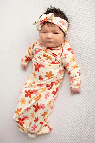 Vista 133 de Three Little Tots Vestido de corbata anudada para bebé recién nacido - Bebé