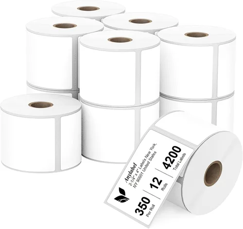Vista 15 de Etiqueta térmica directa de 2 x 1 pulgadas, papel para códigos de barras, franqueo, dirección, perforada y compatible con impresoras Rollo, Zebra