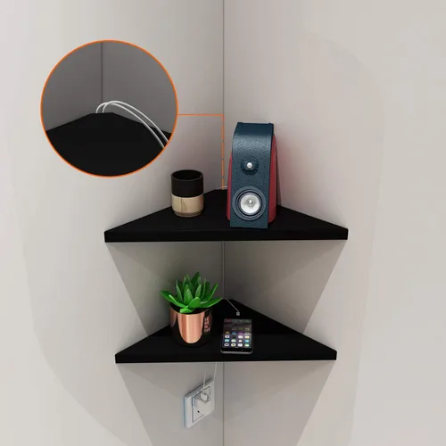 Vista 2 de Evron - Estantería de esquina de pared, fácil de instalar, juego de 2