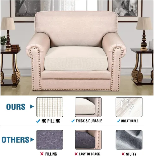 Vista 588 de H.VERSAILTEX Fundas de Cojín de Asiento Individuales Super Elásticas Fundas de Sofá Fundas de Cojín de Sofá Fundas Deslizables Juegos Tela de Sarga
