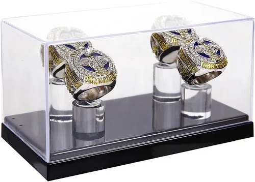 Vista 3 de Caja de exhibición de anillo de campeonato de 4 ranuras Para béisbol, softbol, fútbol, deportes, anillo de escuela secundaria (Cuatro agujeros-1)