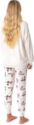 Vista 4 de Seven Times Six Peanuts - Conjunto de pijama para mujer Snoopy Woodstock Warm Wishes para dormir en Navidad Blanco
