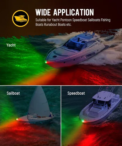 Vista 7 de Partsam 1 Uds. Luces de arco de barco marino, 24 luces LED de navegación roja y verde para buque, pontón, yate, skiff skeeter