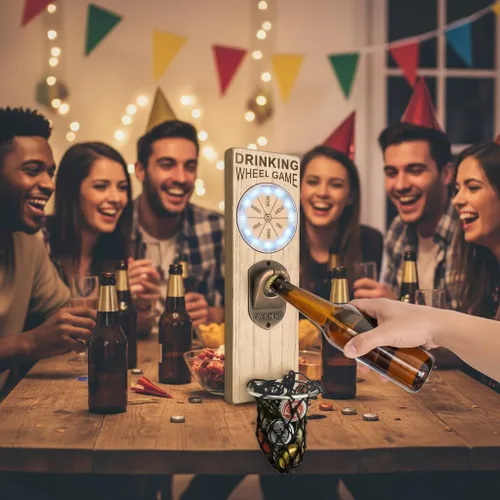 Vista 8 de Abrebotellas de cerveza de madera montado en la pared con colector de red Abridor 3