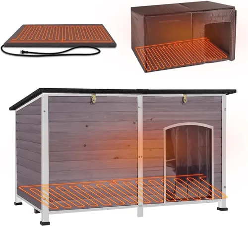 Vista 13 de Casa de madera para perros pequeños, gatos, jaula de interior con solapas de puerta de PVC