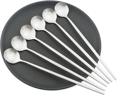 Vista 24 de Juego de 6 tenedores de postre de acero inoxidable de 3 dientes, juego de tenedores para frutas y tartas, 5.31 pulgadas, color plateado