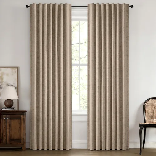Vista 44 de MIULEE Cortinas de lino 100% opacas para dormitorio, marfil sólido, decoración de lujo, aislamiento térmico, cortinas oscurecedoras para sala