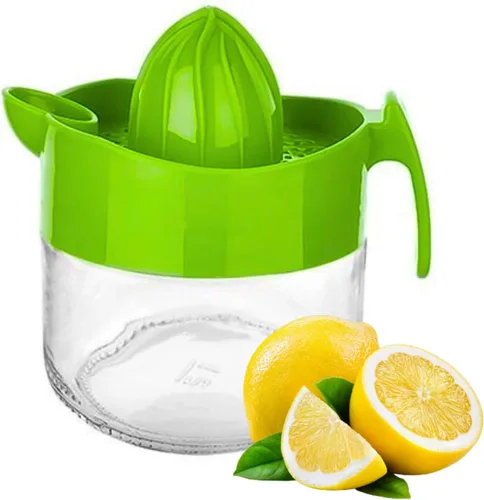 Vista 8 de Exprimidor de limón de vidrio, naranja, exprimidor manual de pomelo, exprimidor de cítricos pequeños, extractor manual de mano con mango y boquilla
