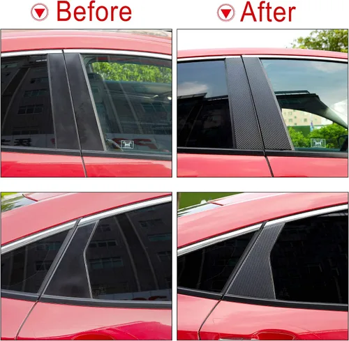 Vista 3 de TOMALL Calcomanías de vinilo para poste de ventana de automóvil, compatibles con Honda Civic de 10ª generación 2016-2021, calcomanías de columna