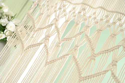 Vista 5 de Homesunshine Tapiz de macramé para colgar en la pared, divisor de habitación, cortinas de macramé, cortinas de ventana, cortinas de puerta, telón