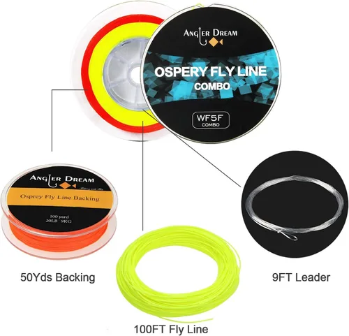 Vista 3 de Línea de pesca con mosca WF3F WF5F WF8 de 100 pies con peso combinado línea de mosca hacia adelante con respaldo trenzado, línea de precarga