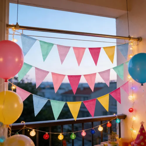 Vista 5 de ToBeIT Banderas triangulares colgantes de arpillera de imitación de tela multicolor triángulo banderines para fiestas y festivales colgantes