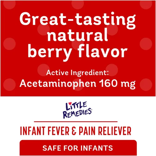 Vista 2 de Little Remedies Medicina para bebés, fiebre infantil y alivio del dolor con acetaminofeno, sabor a bayas, 2 onzas líquidas