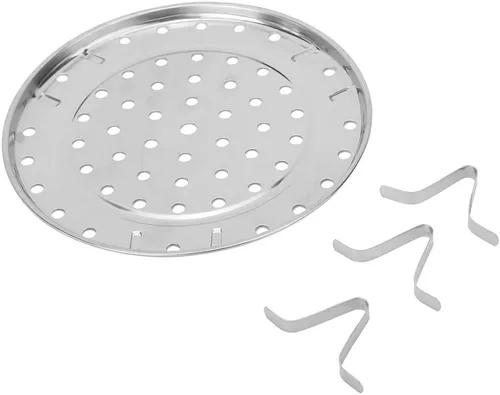Vista 7 de Bandeja de cocina redonda de acero inoxidable de 7.9 pulgadas, estante de soporte de vapor para olla a presión, patas extraíbles, estante chino