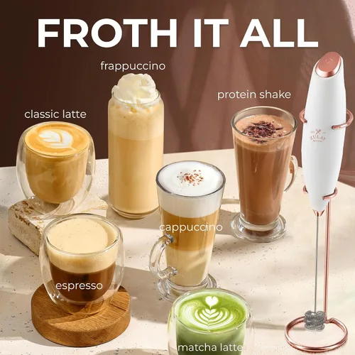 Vista 104 de Zulay Milk Boss Espumador de leche potente manual, hace espuma para latte, batidor para mezclar bebidas, café, miniespumador para capuchino, frappé