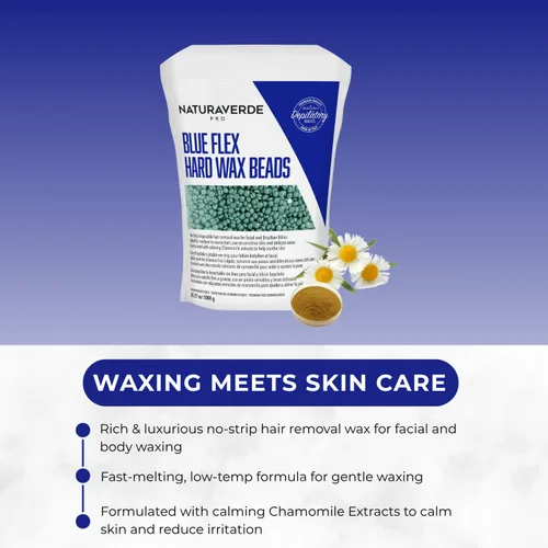 Vista 2 de Naturaverde Pro Blue Flex - Cuentas de cera dura, depilación corporal y facial, cera de bikini brasileña para mujeres con manzanilla calmante - 2.2