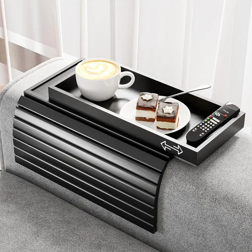 Vista 18 de Bestjing Bandeja de bambú para portavasos de sofá – 2 en 1 con soporte doble desmontable Be Slide-Away – Sofá sillón Caddy para beber aperitivos