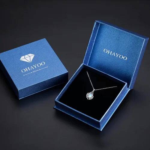 Vista 7 de OHAYOO Lotus Necklace 925 Sterling Silver Lotus Flower Moonstone Opal Pendant Necklace Gift Jewelry for Women