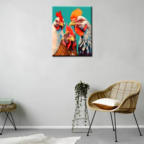 Vista 4 de Tucocoo Bumbers - Pintura de animales de granja para adultos, pintura acrílica por números, pintura acrílica, lienzo, decoración de cocina, gallo