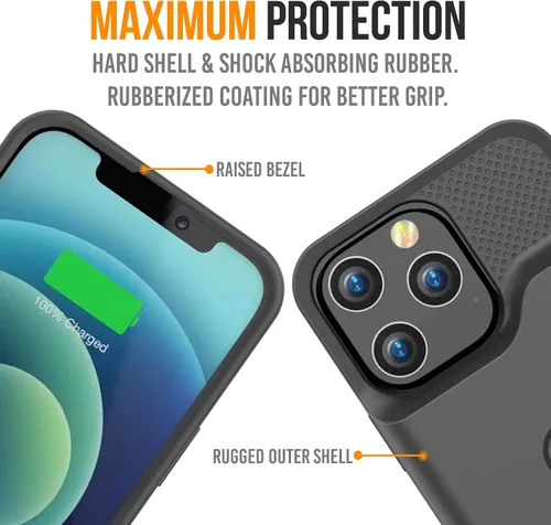 Vista 7 de Alpatronix Funda de batería para iPhone 14 Pro Max y iPhone 14 Plus (6.7 pulgadas), fuerte funda protectora delgada de carga extendida con carga