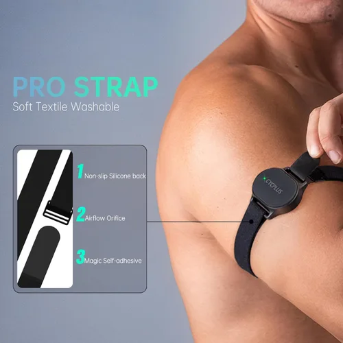 Vista 2 de CYCPLUS Monitor de frecuencia cardíaca de brazo, Bluetooth 5.1 ANT+ con indicador LED de zona de frecuencia cardíaca, resistente al agua IP67