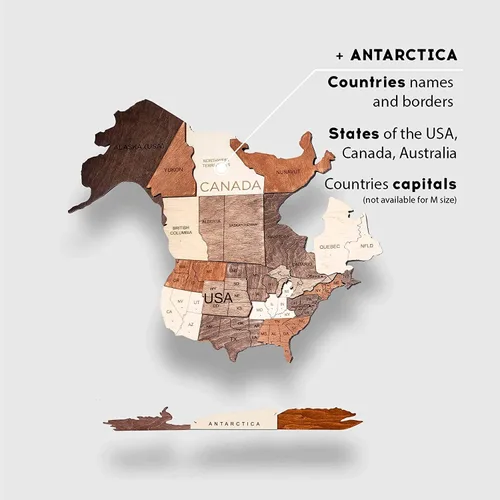 Vista 4 de Arte de pared de madera 3D con mapa del mundo (tamaño pequeño, multicolor)