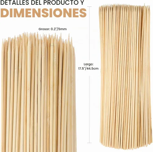 Vista 4 de Suclain 300 piezas Smores Sticks 17.5" Largo 0.197 in, Pinchos de Bambú BBQ