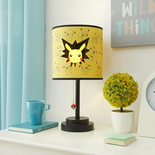 Vista 5 de Pokemon - Lámpara de mesa troquelada de doble sombra, color amarillo