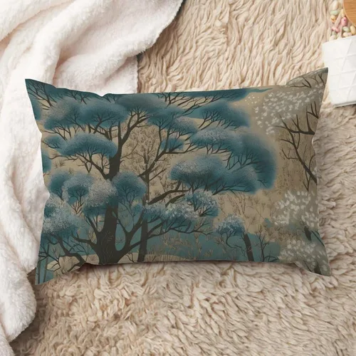 Vista 28 de ArogGeld Funda de cojín lumbar asiática de estilo chinoiserie, de lino marrón, pájaro y flor, funda de almohada asiática para sala de estar, A-6