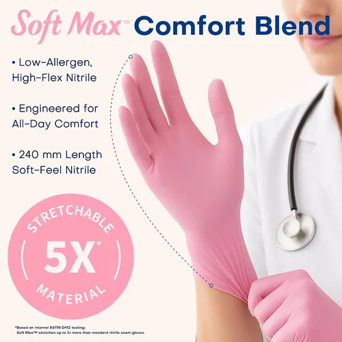 Vista 3 de Supmedic Medical Nitrile Exam Gloves, 3.5 mil Powder-Free Food-Safe Disposable Glove for Cooking Cleaning Esthetician 100 Pcs