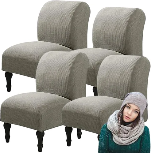 Vista 53 de Fundas elásticas para silla sin brazos, extraíbles y lavables, de elastano jacquard sin reposabrazos, protector de muebles para sala de estar, Verde