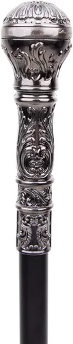 Vista 4 de Bastón redondo de lujo plateado con mango redondo para fiesta, bastón decorativo elegante Crosier Knob Walking Stick 36.6 in