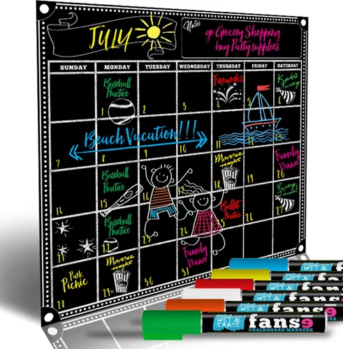 Vista 8 de fanse pizarrón Planificador Mensual pizarrón Organizador Agenda, calendario y marcador de gis líquida Set 18" x 14"/Memo Magnético grande
