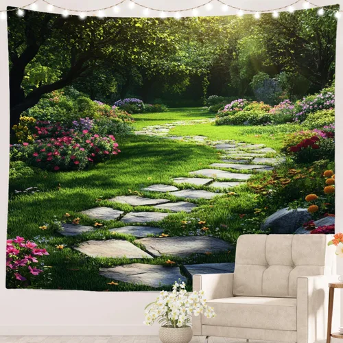 Vista 22 de Batmerry Abstract Repeat Polyester Tapestry, Tiled Directional Lightweight Wall Hanging High-Definition Print Backdrop For Dorm Room Bedroom Living