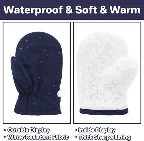 Vista 14 de QikQik Guantes de invierno impermeables para niños pequeños - Guantes de nieve para bebés