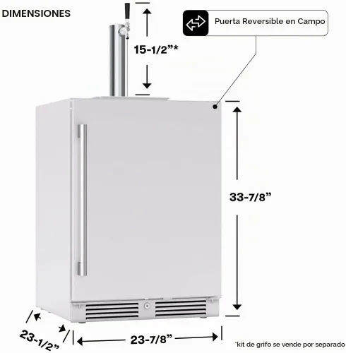 Vista 3 de Zephyr Presrv - Refrigerador de cerveza y barril de acero inoxidable