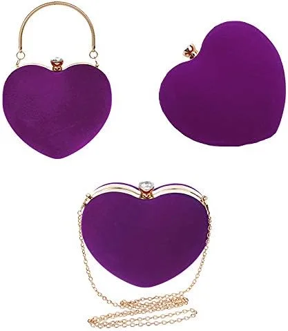 Vista 6 de Goclothod Bolso de mano con forma de corazón para mujer bolso de hombro de terciopelo