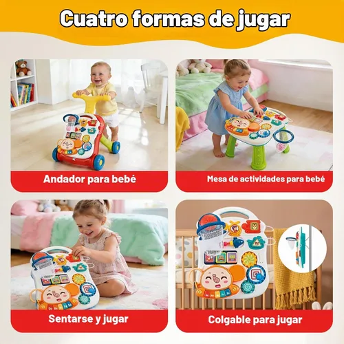 Vista 3 de AuntyFey Andador de bebé, 3 en 1 para bebés, niñas y niños, color rojo