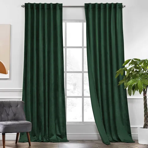 Vista 24 de KGORGE - Cortinas opacas de terciopelo beige de 84 pulgadas, 2 paneles para dormitorio