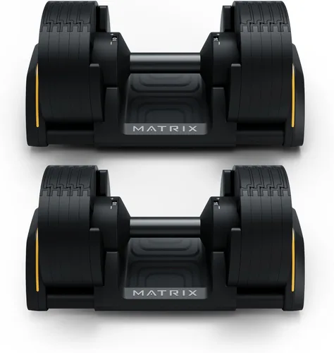 Vista 2 de Matrix Fitness DB50 - Mancuernas ajustables de 50 libras Ajustes rápidos para entrenamiento de fuerza y HIIT Reemplaza 10 pares de mancuernas