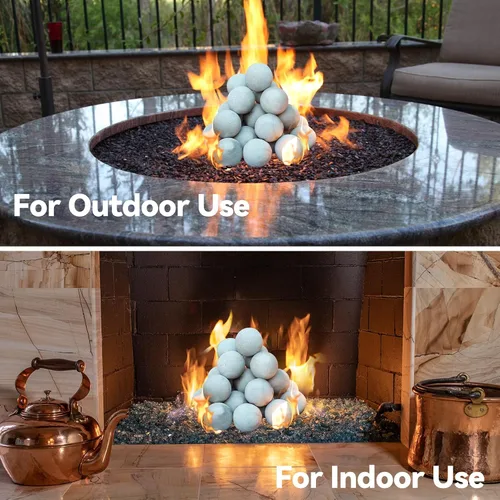 Vista 7 de Skyflame Bolas de chimenea de 2" para chimenea de gas, juego de 25 bolas redondas de cerámica para fogatas/chimeneas de interior/exterior, accesorio