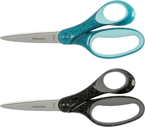 Vista 11 de Fiskars SoftGrip Tijeras con purpurina para estudiantes de 7 pulgadas para niños mayores de 12 años, tijeras para la escuela o manualidades