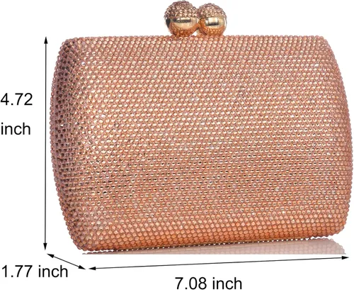 Vista 3 de Bolso de noche con diamantes de imitación completos para mujer, dije de cumpleaños, compromiso, boda, fiesta