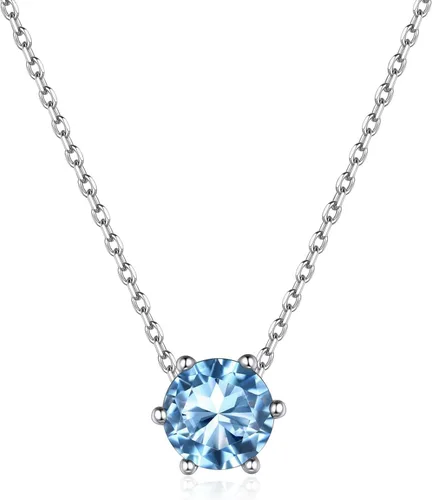 Vista 14 de ChicSilver Birthstone Necklace for Women 925 Sterling Silver Stone Necklace 925 Sterling Silver, Hypoallergenic for Sensitive Skin, 12-Months Zafiro