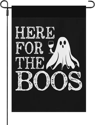 Vista 8 de Banderas de Halloween para patio, bandera de jardín The Boo Crew, bandera de jardín de doble cara, tamaño único, banderas retro para casa