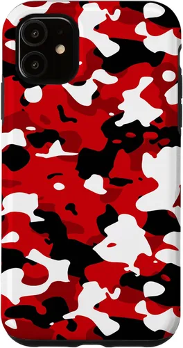 Vista 8 de iPhone 16 Negro + Blanco + Rojo Camuflaje Patrón Funda