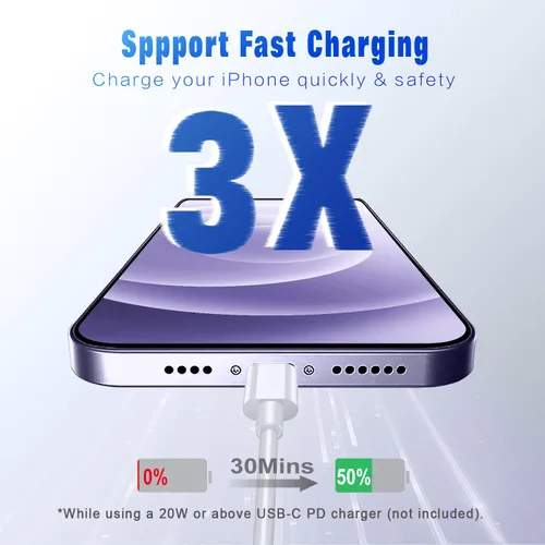 Vista 5 de Cable USB C a Lightning [Certificado Apple MFi] Paquete de 2 de 6 pies Cable de Cargador Rápido para iPhone Power Delivery Tipo C Cable de Carga