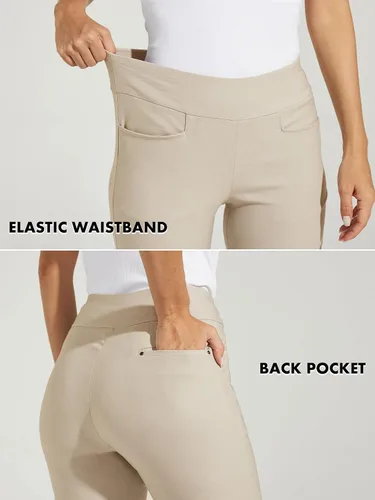 Vista 3 de Willit Pantalones de golf para mujer, elásticos, casuales, de secado rápido, pantalones de senderismo con control de abdomen