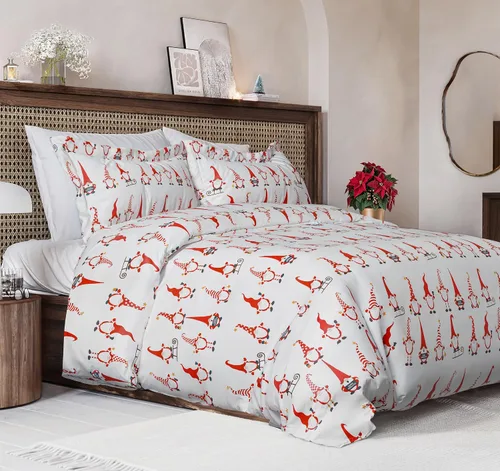 Vista 22 de Juego de funda de edredón de Navidad tamaño individual, funda de edredón extra suave con 1 funda de almohada, ropa de cama navideña con cierres